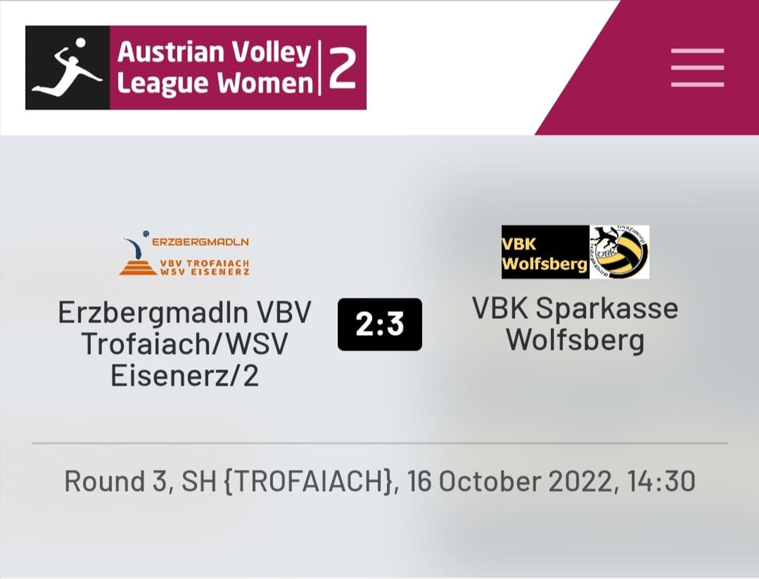 Spielergebnis 2. Bundesliga vom 16.10.2022, 2:3 gegen Wolfsberg